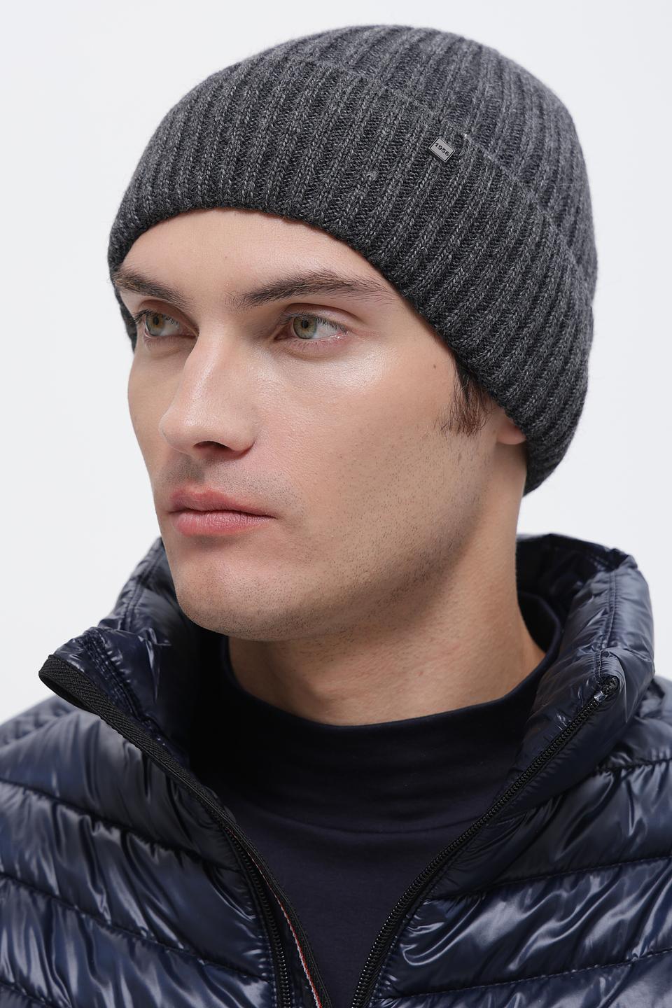 Шапка ADL man вязаная серая