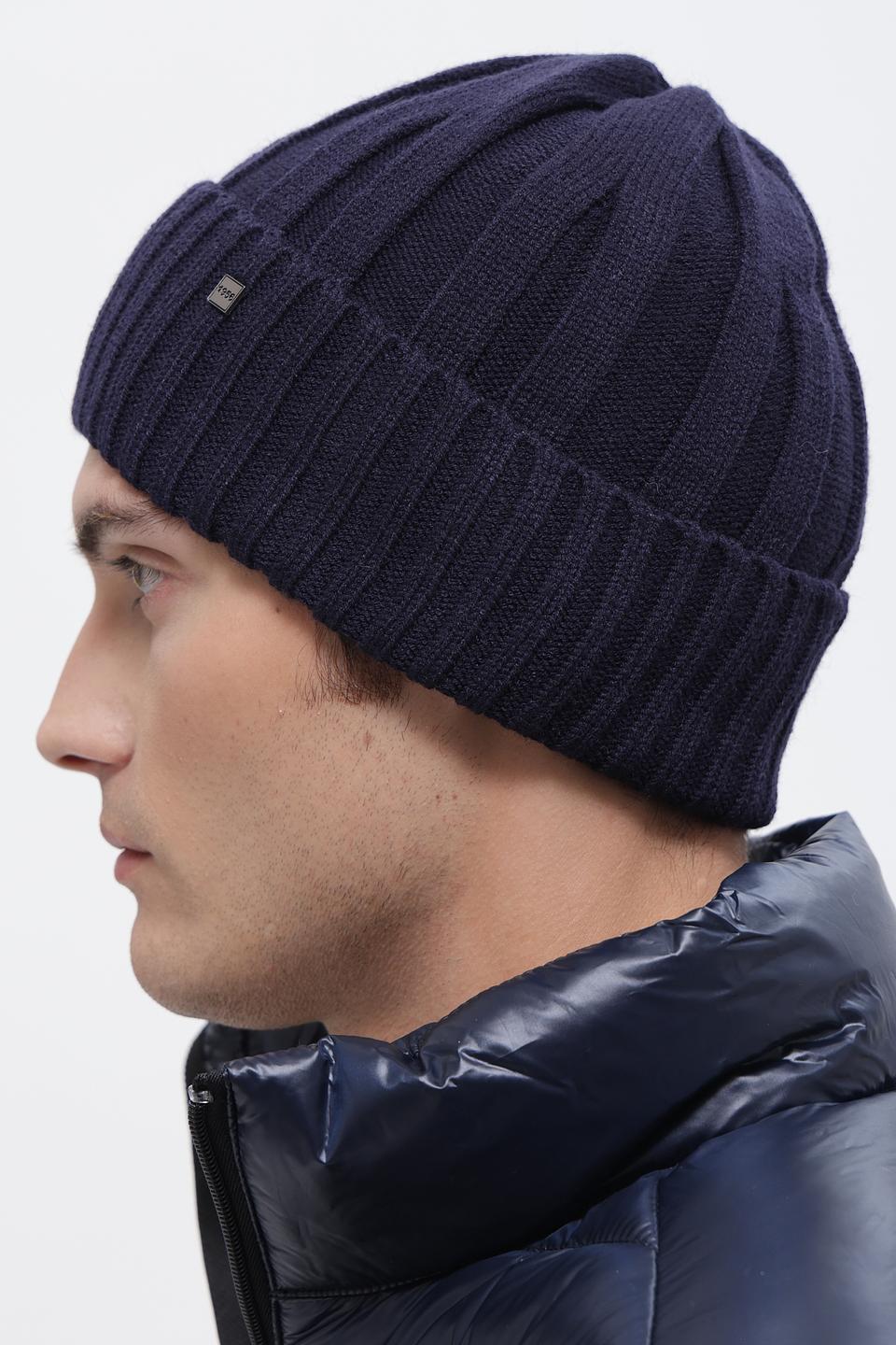 Шапка ADL man вязаная тёмно-синяя