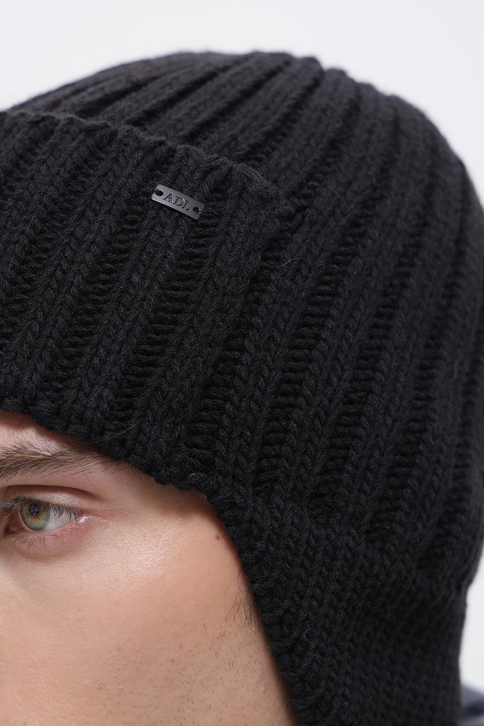 Шапка ADL man с ушами чёрная