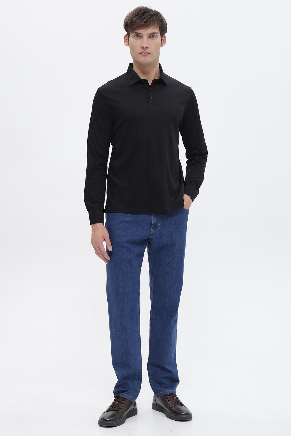 Поло Desoto с длинным рукавом чёрный