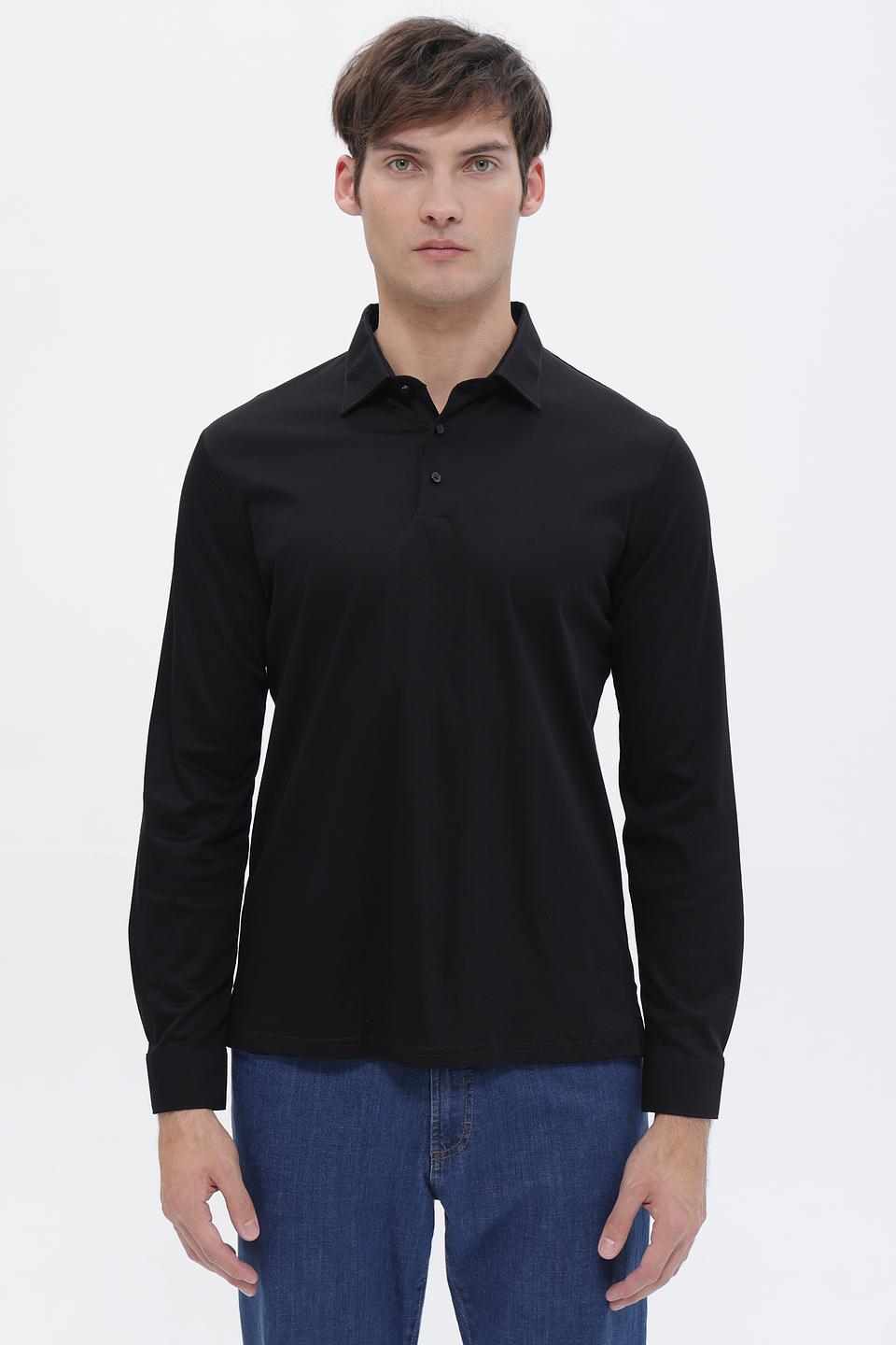 Поло Desoto с длинным рукавом чёрный