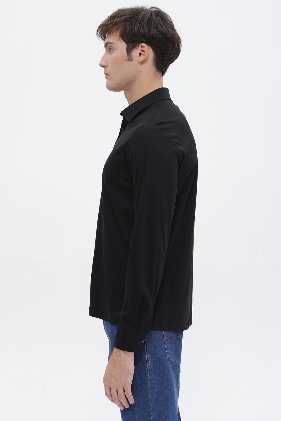 Поло Desoto с длинным рукавом чёрный