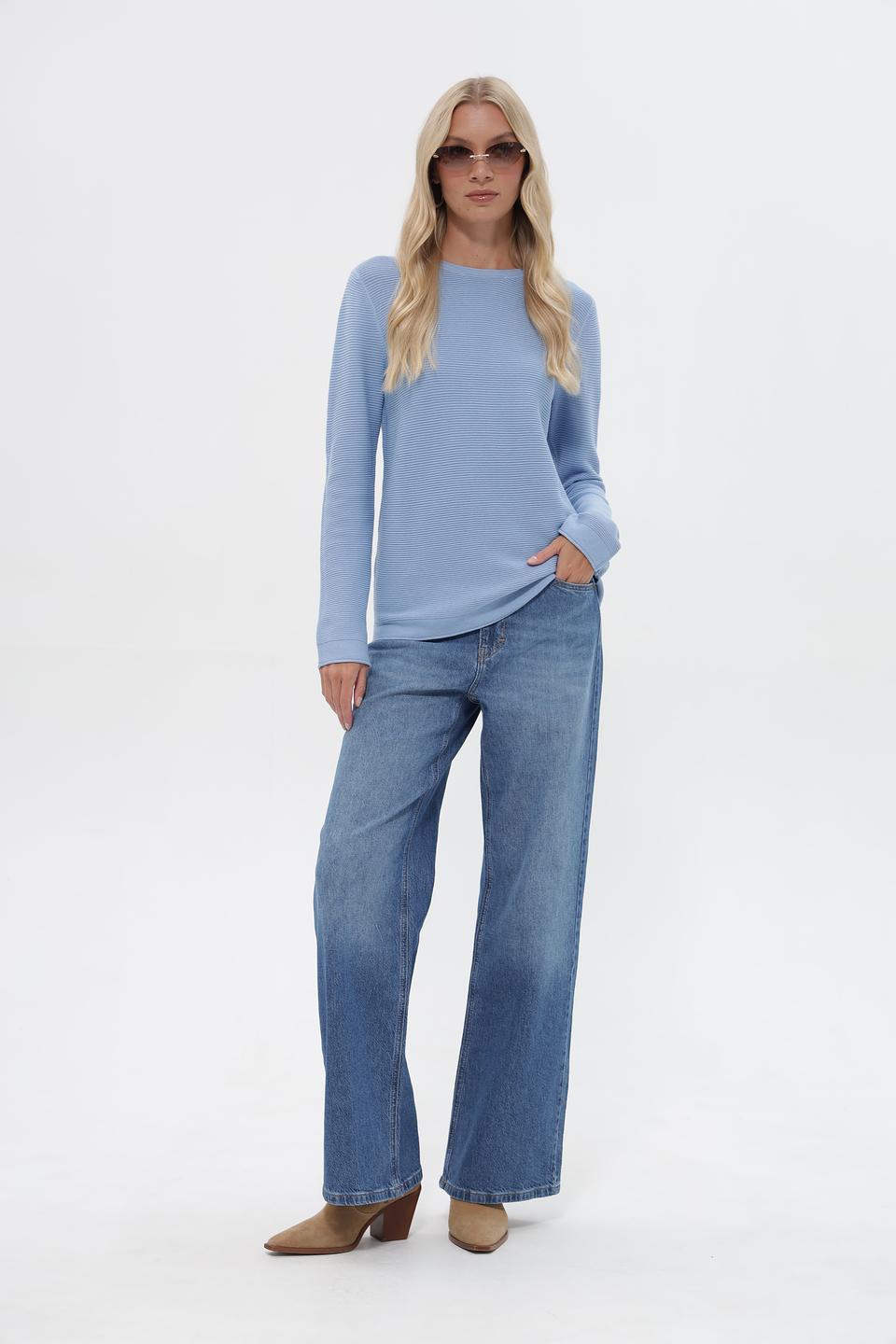 Пуловер Tom Tailor в полоску голубой