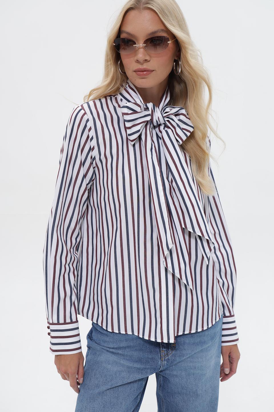 Блузка Rich and Royal в полоску с бантом
