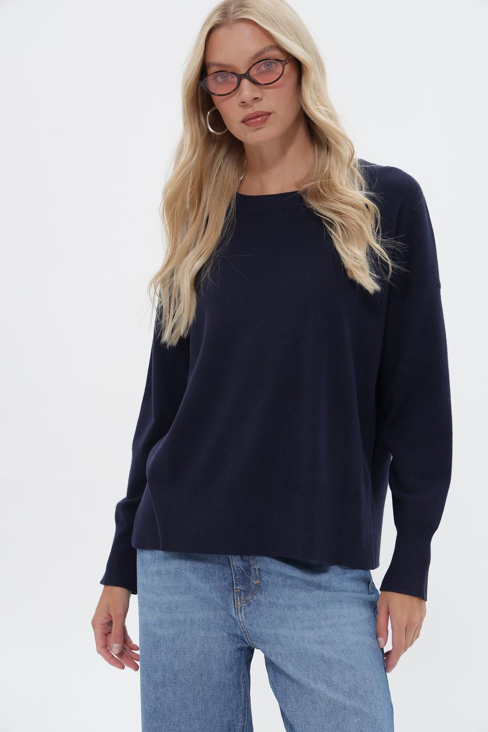 Пуловер UNQ женский тёмно-синий