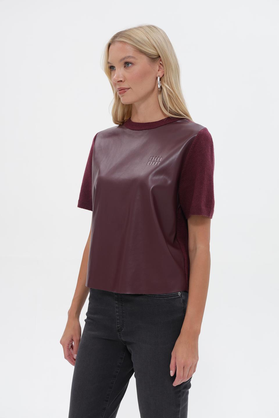 Футболка Oui с экокожей