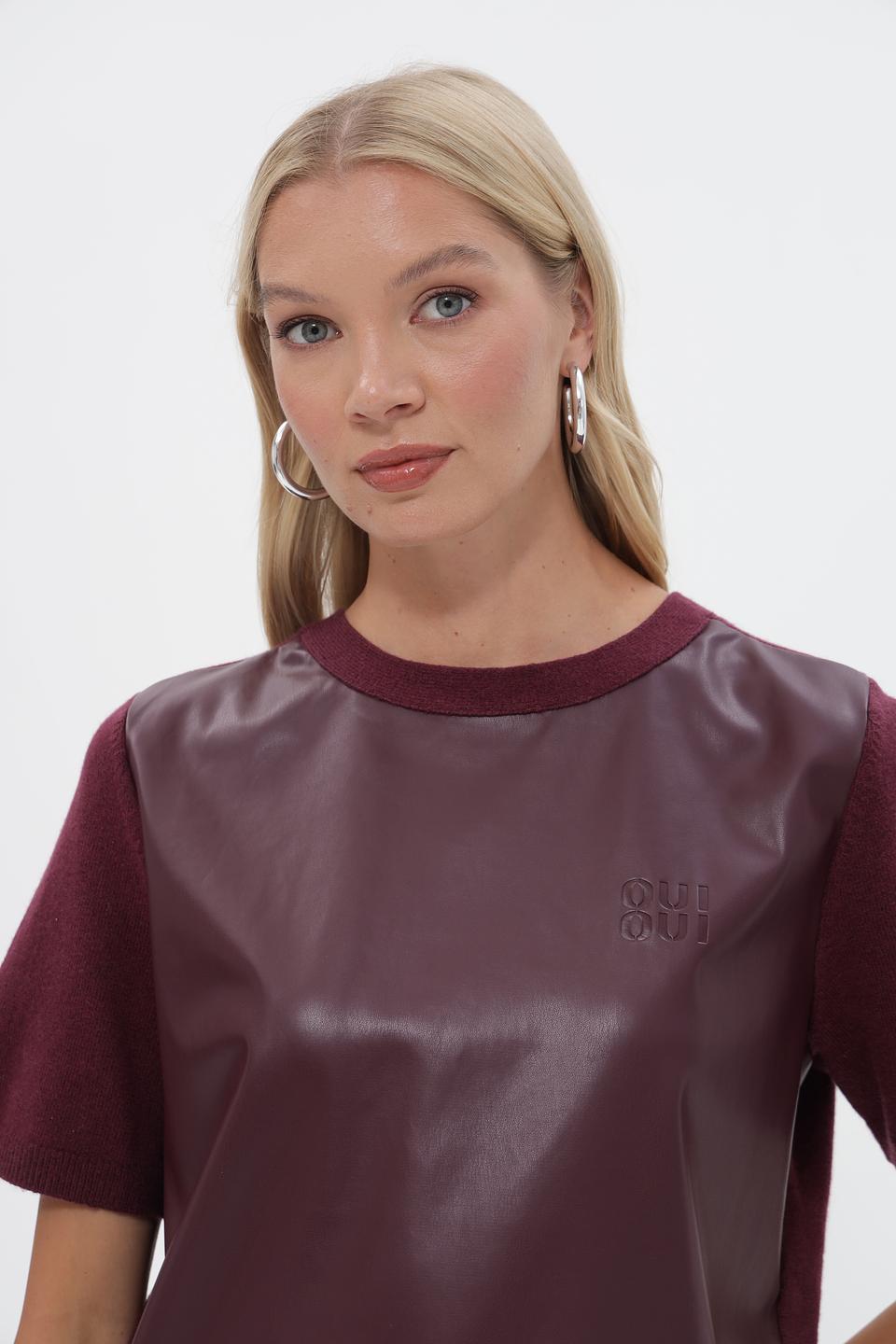 Футболка Oui с экокожей