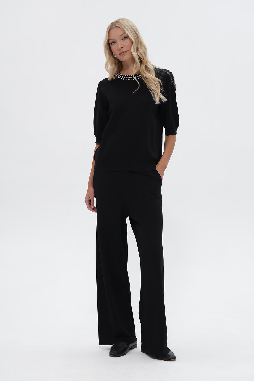 Брюки UNQ палаццо черные