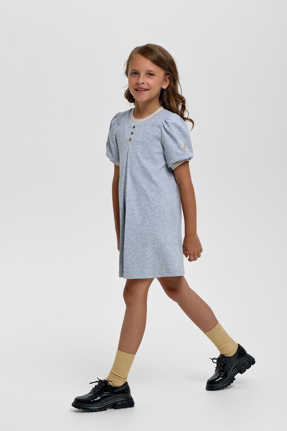 Платье Choupette дев. серое с рукавами-фонариками