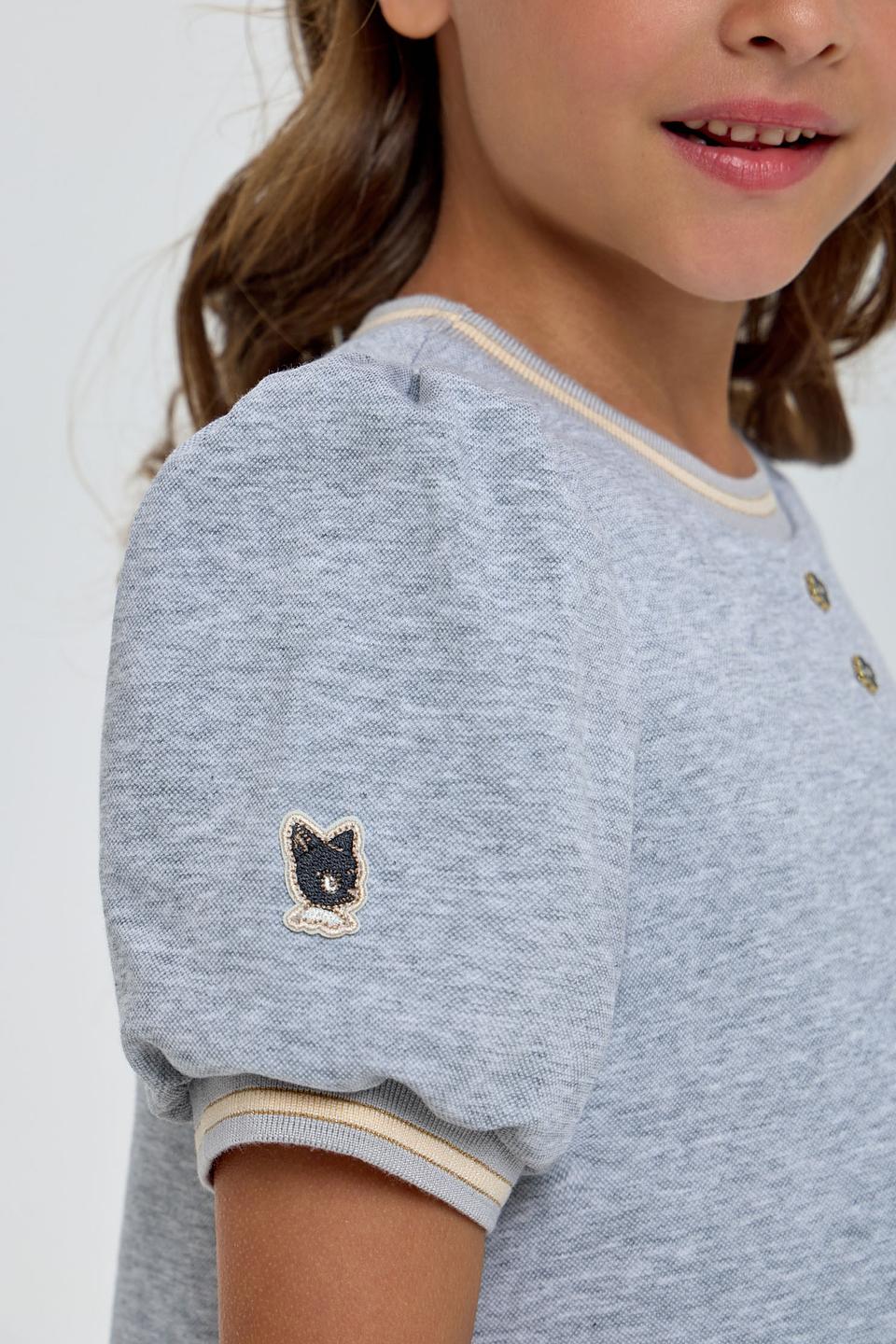 Платье Choupette дев. серое с рукавами-фонариками