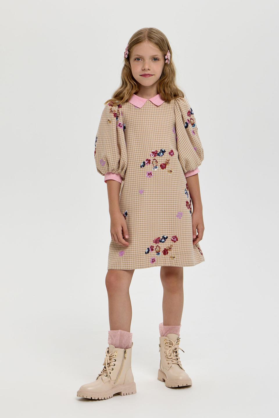 Платье Choupette дев. в клетку с вышивкой