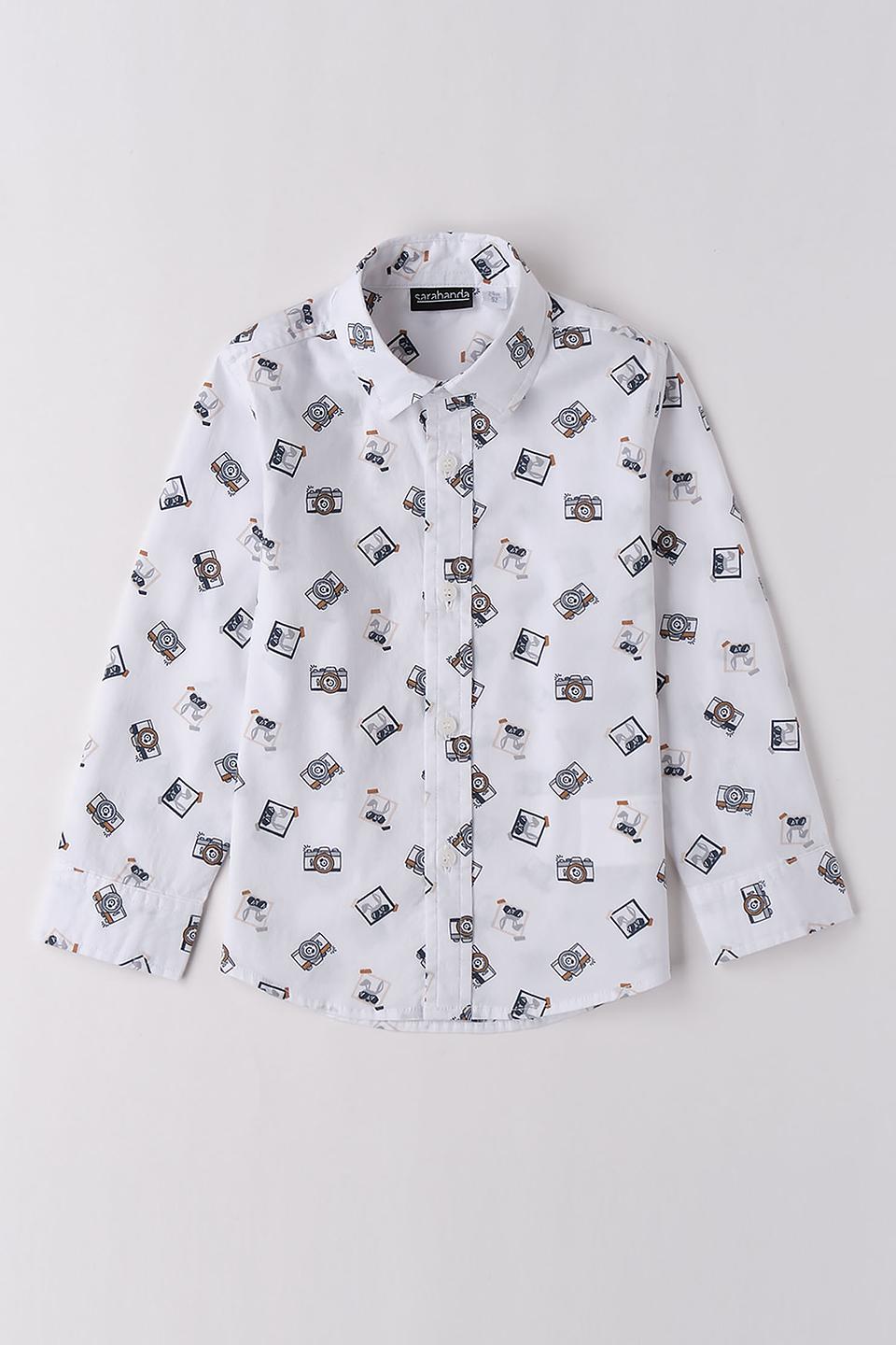 Рубашка Sarabanda с принтом фотоаппарат белый