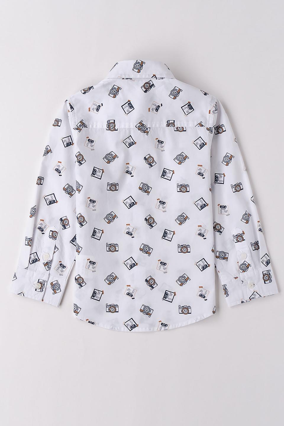 Рубашка Sarabanda с принтом фотоаппарат белый