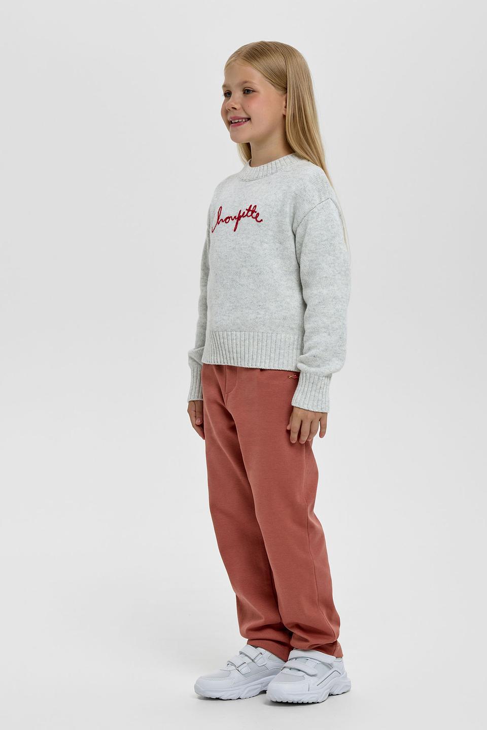 Джемпер Choupette детский, серый, с вышивкой