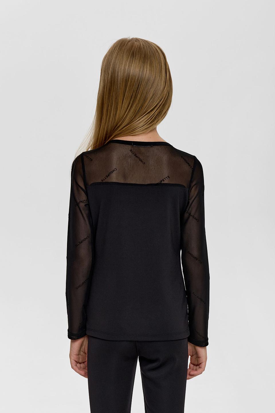 Джемпер Choupette дев. черный с сеткой