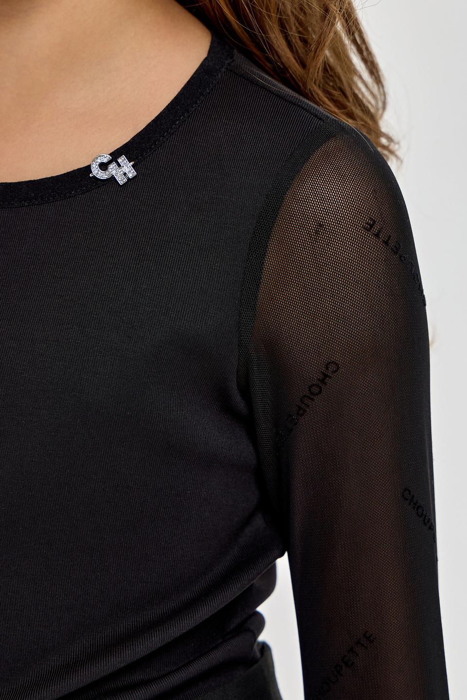 Джемпер Choupette дев. черный с сеткой