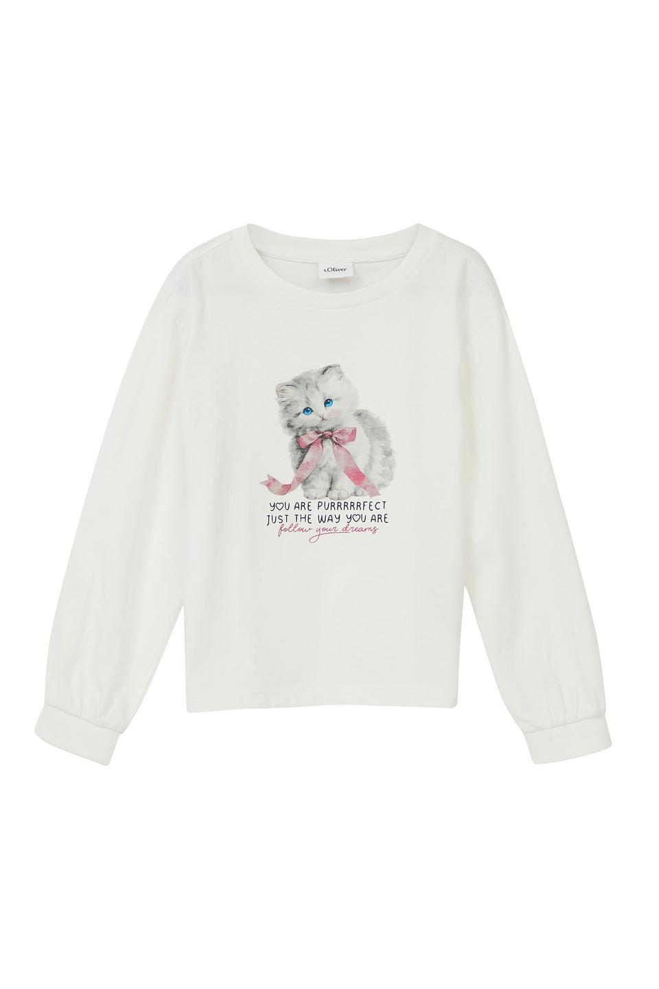 Футболка s.Oliver дев. с котиком белый