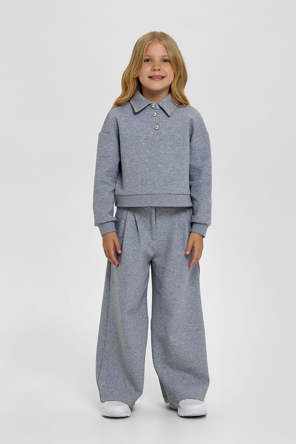 Толстовка Choupette дев. с воротником-поло серая