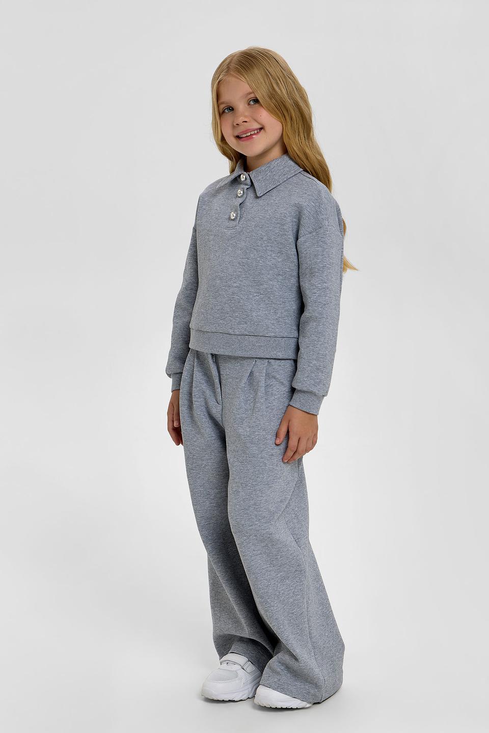 Толстовка Choupette дев. с воротником-поло серая