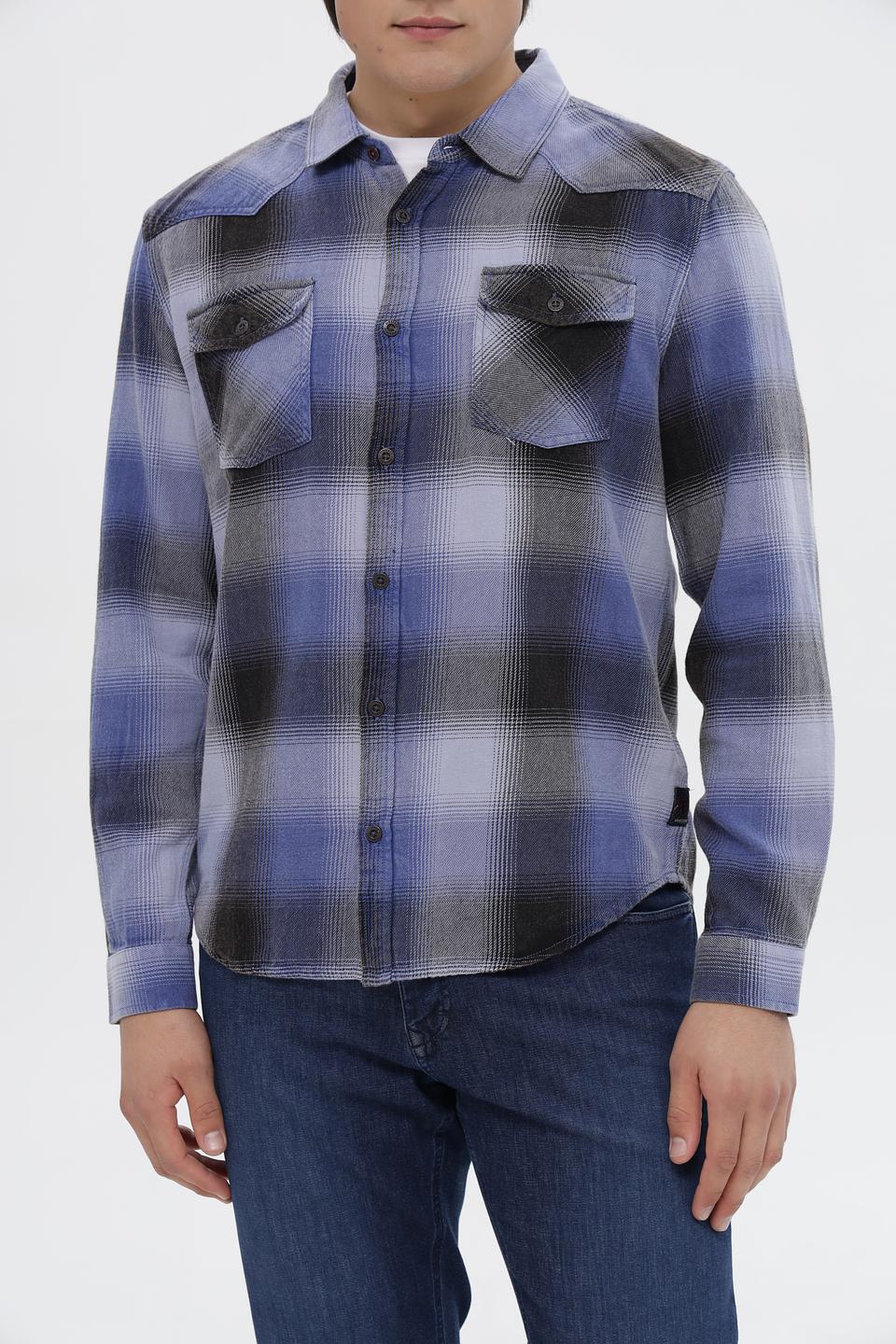 Рубашка Time Zone в клетку синяя