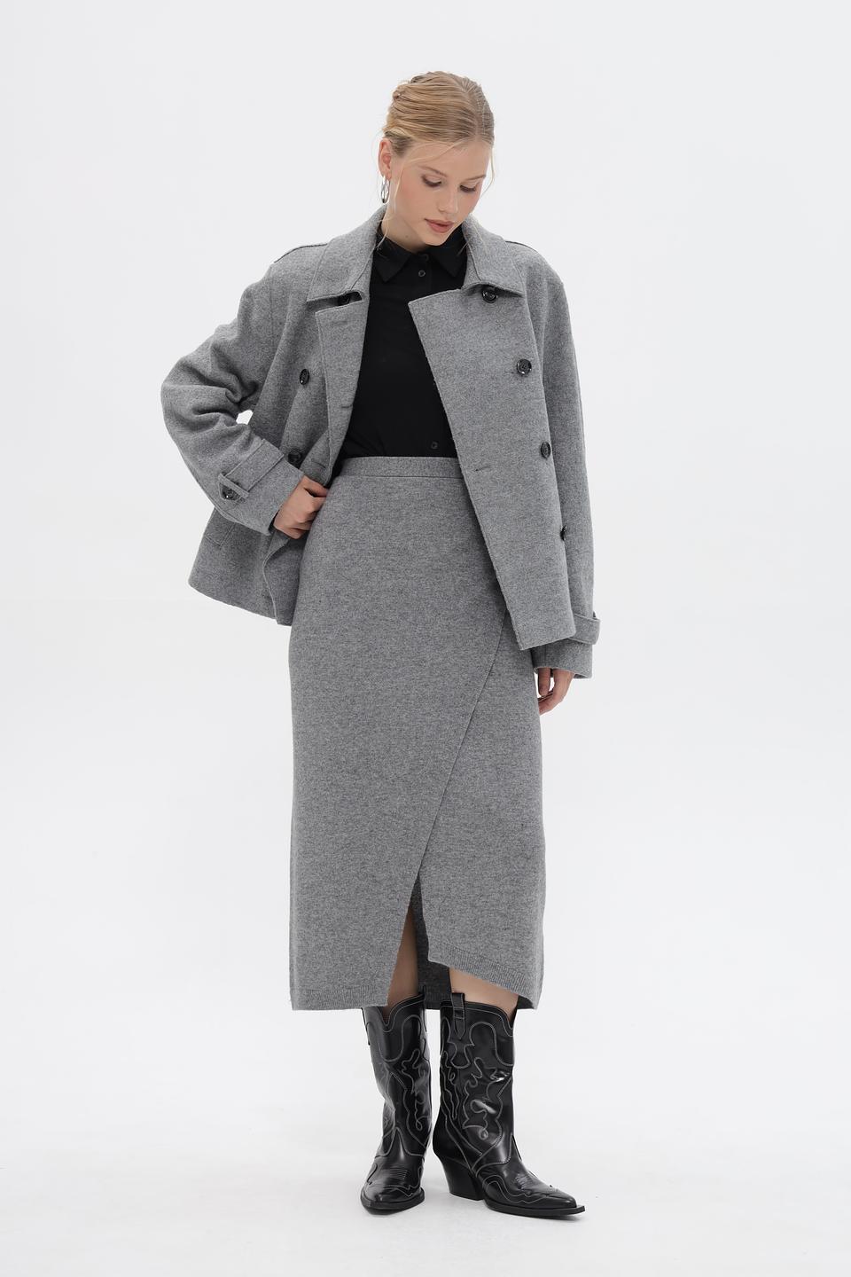 Юбка Oui серая с запахом