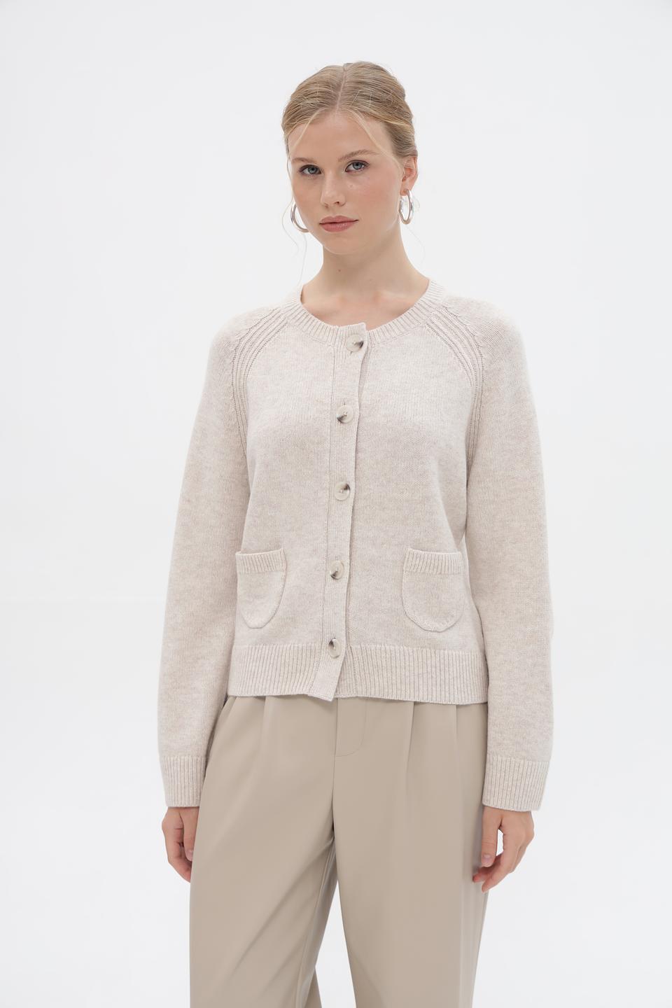 Жакет Oui вязаный бежевый