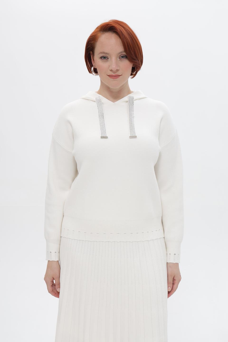 Джемпер Passioni с капюшоном молочный