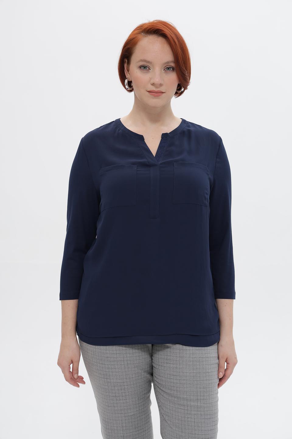 Блуза Rabe collection темно-синяя с карманами