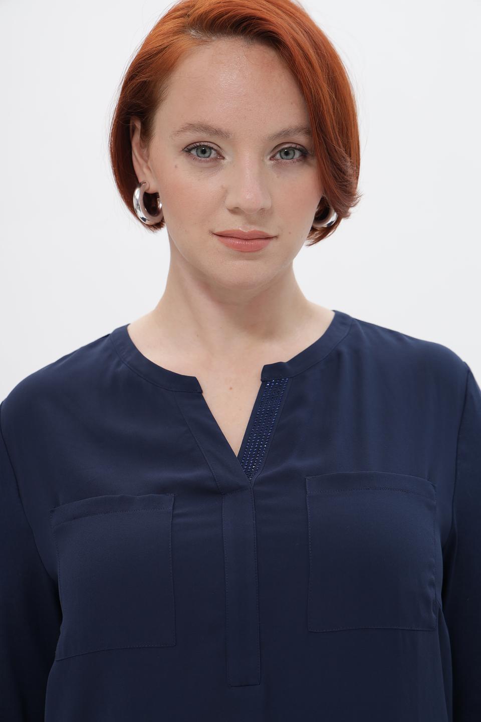 Блуза Rabe collection темно-синяя с карманами