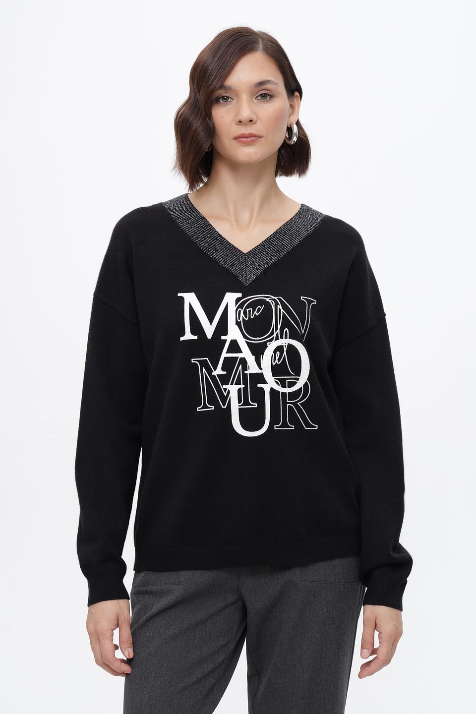 Пуловер Marc Aurel с логотипом черный