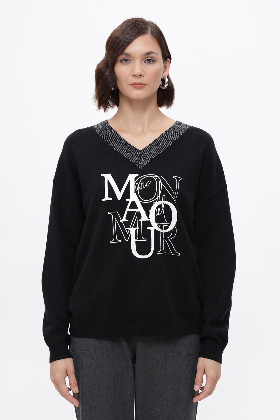 Пуловер Marc Aurel с логотипом черный