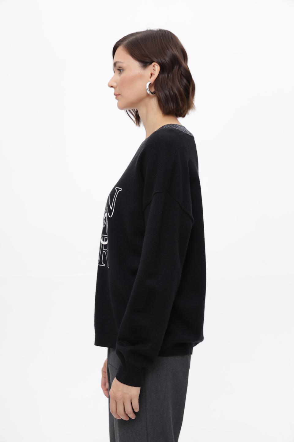 Пуловер Marc Aurel с логотипом черный