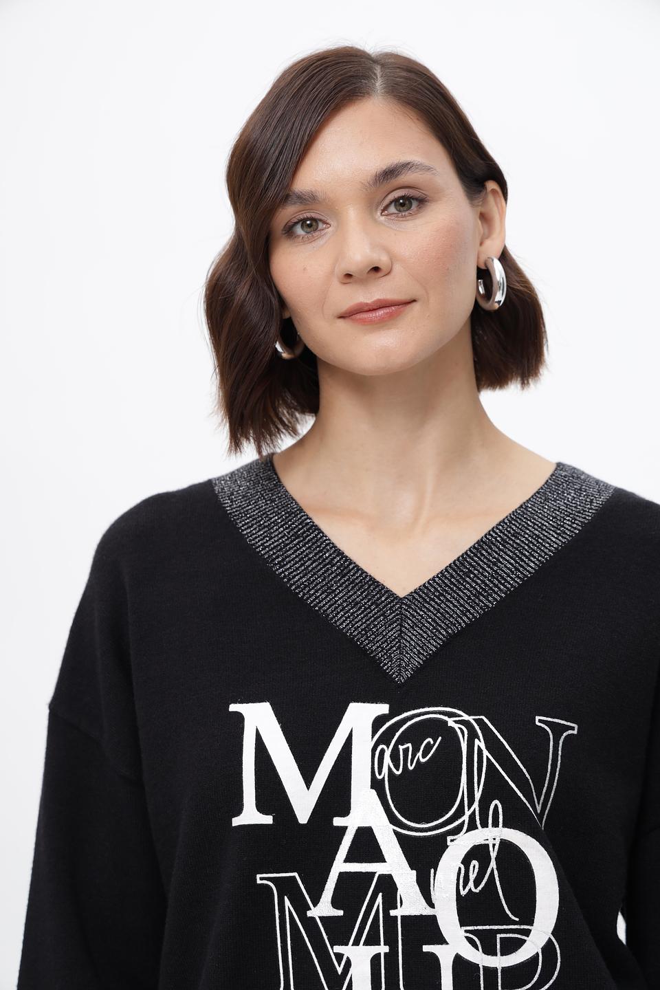 Пуловер Marc Aurel с логотипом черный