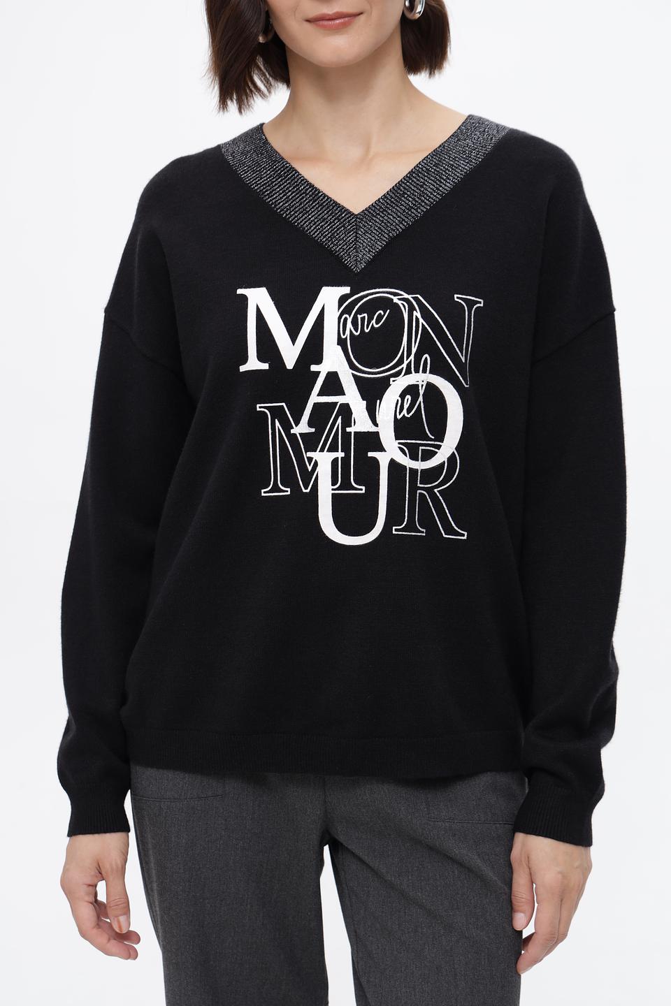 Пуловер Marc Aurel с логотипом черный