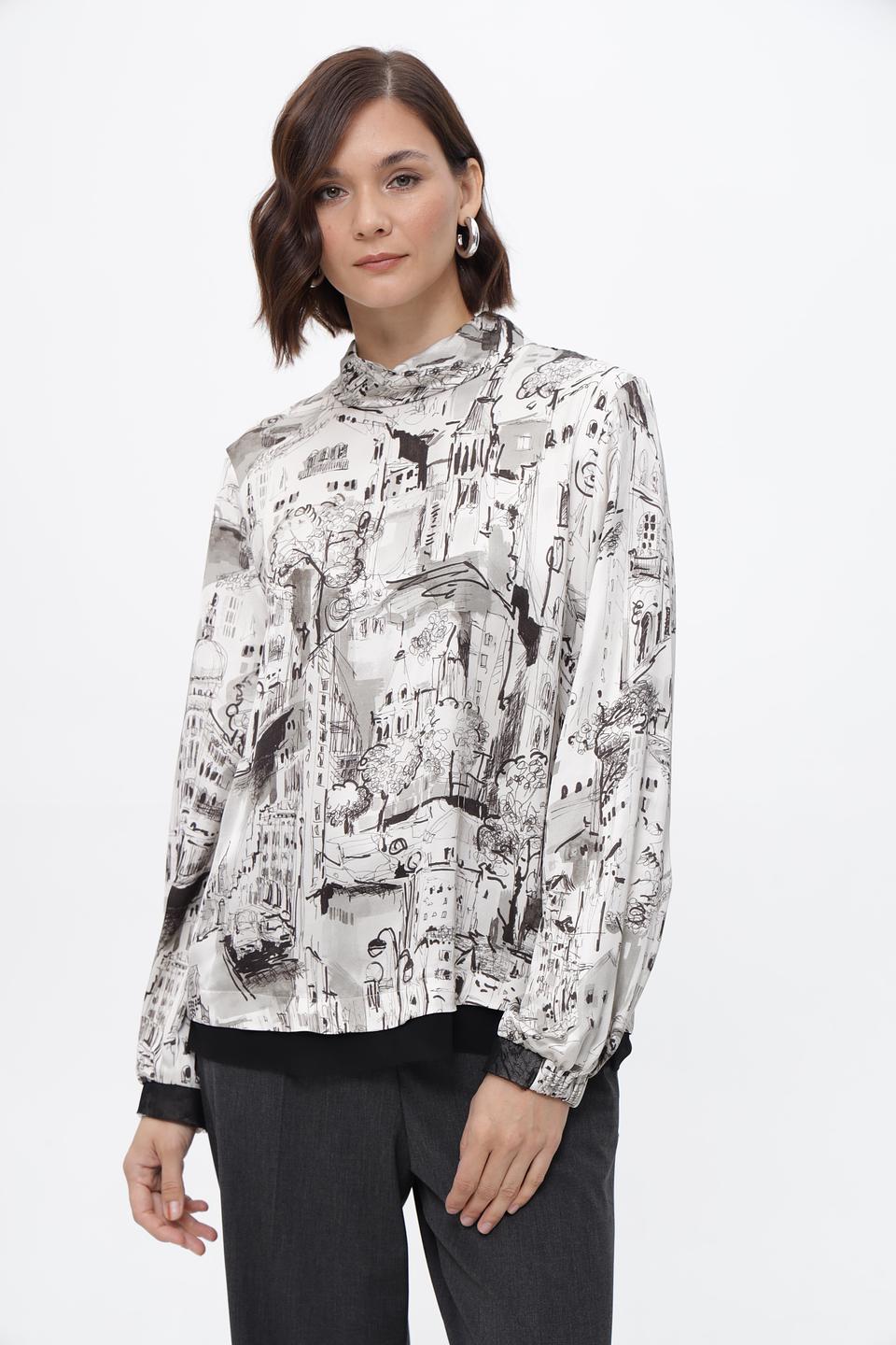 Блузка Marc Cain с принтом "Город"