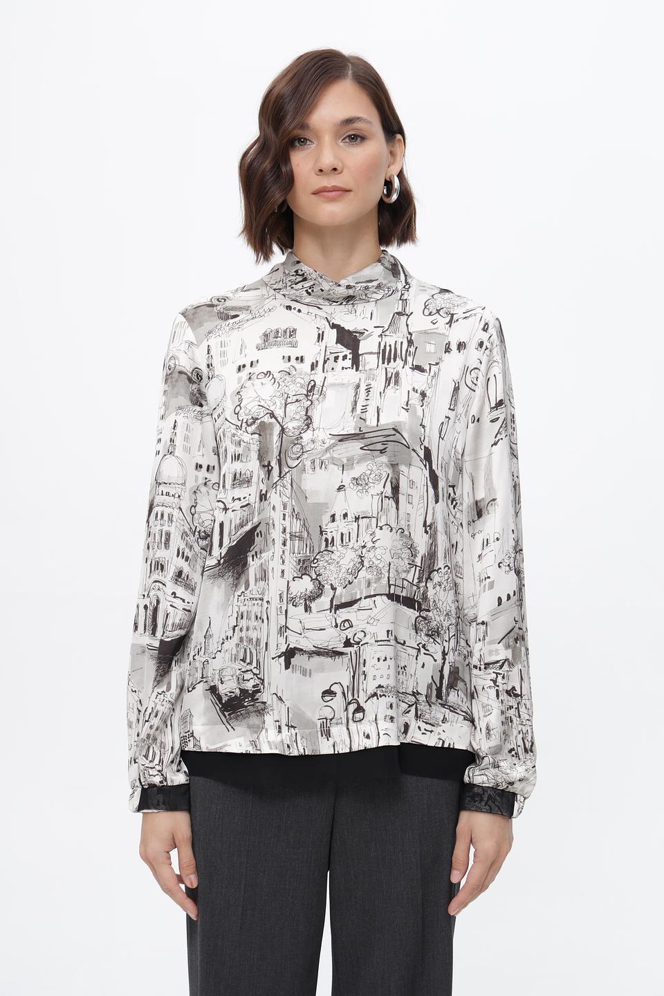 Блузка Marc Cain с принтом "Город"