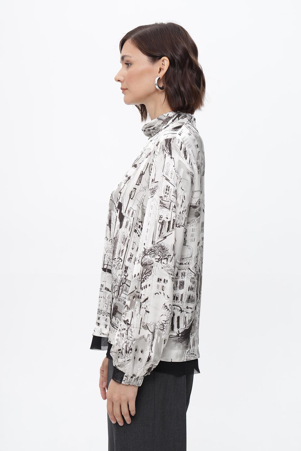 Блузка Marc Cain с принтом "Город"