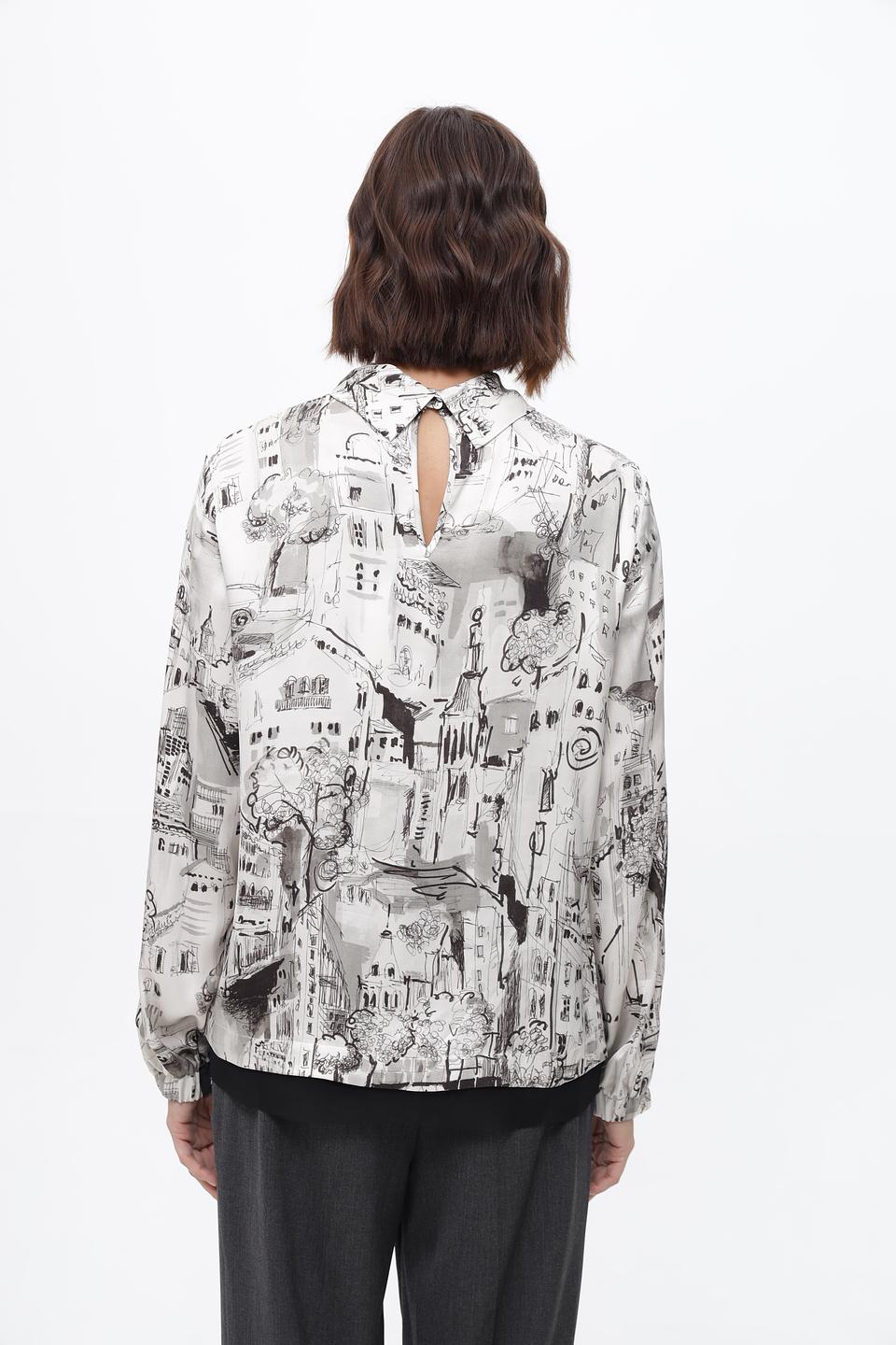 Блузка Marc Cain с принтом "Город"