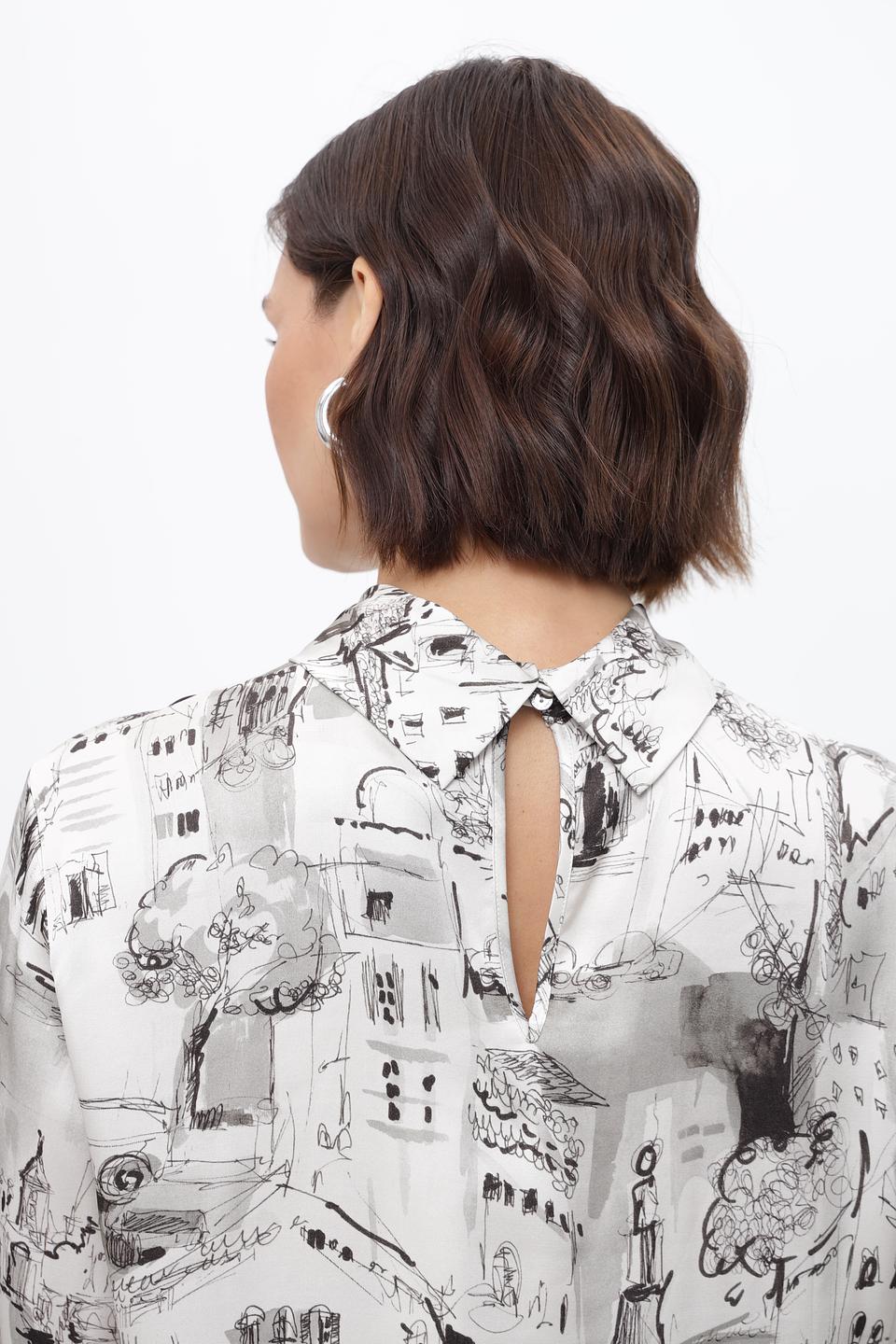 Блузка Marc Cain с принтом "Город"