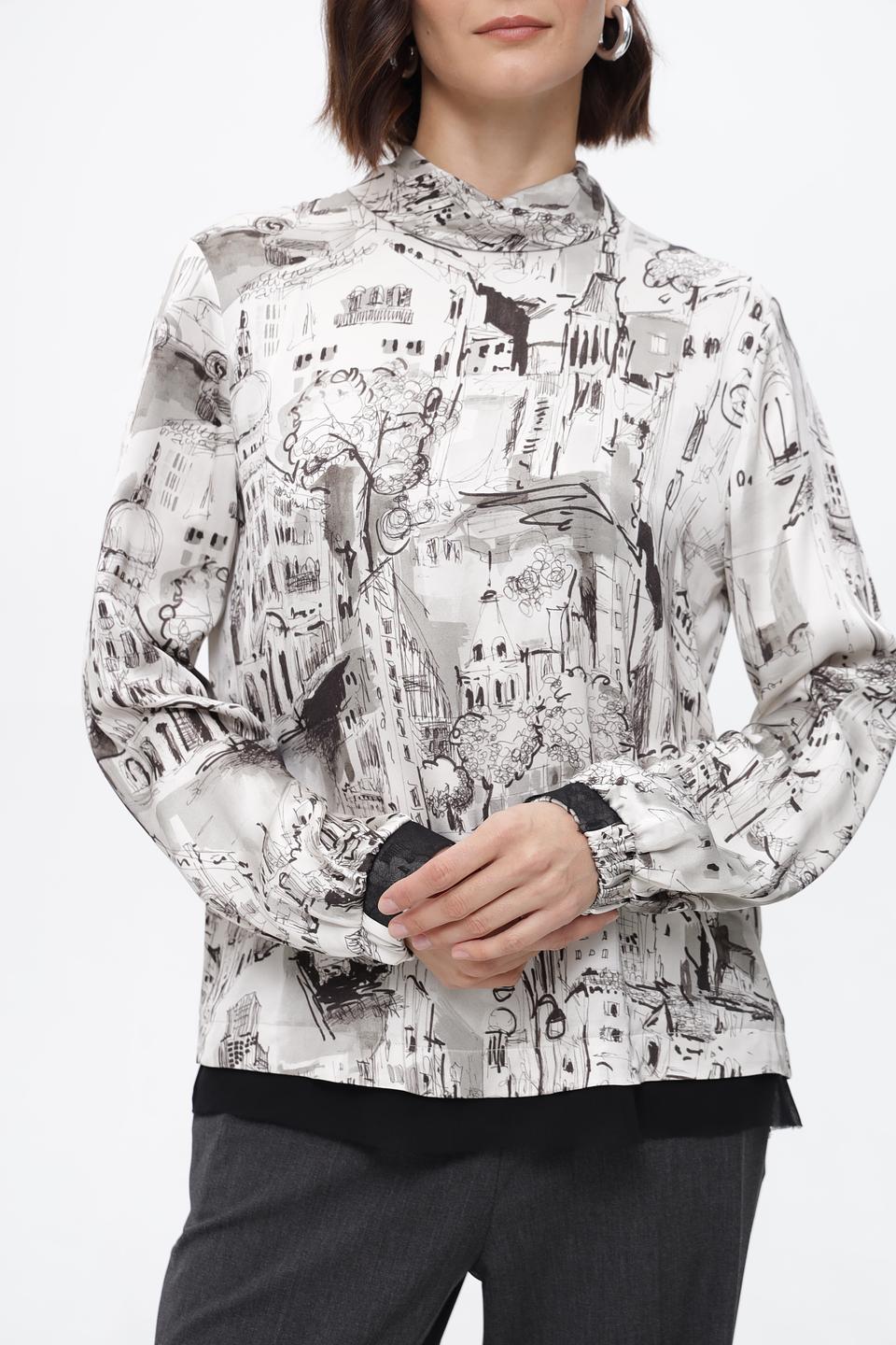 Блузка Marc Cain с принтом "Город"