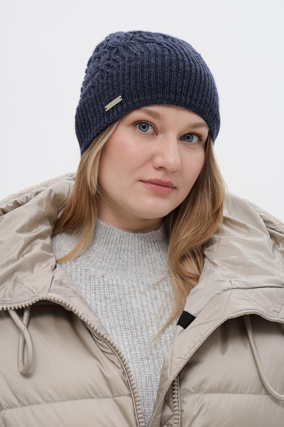 Шапка Seeberger вязаная синяя