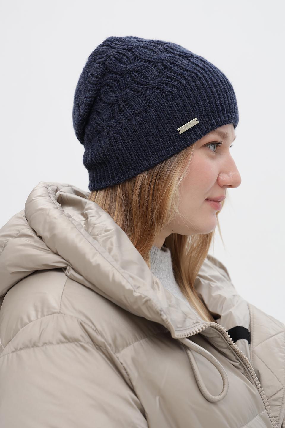 Шапка Seeberger вязаная синяя