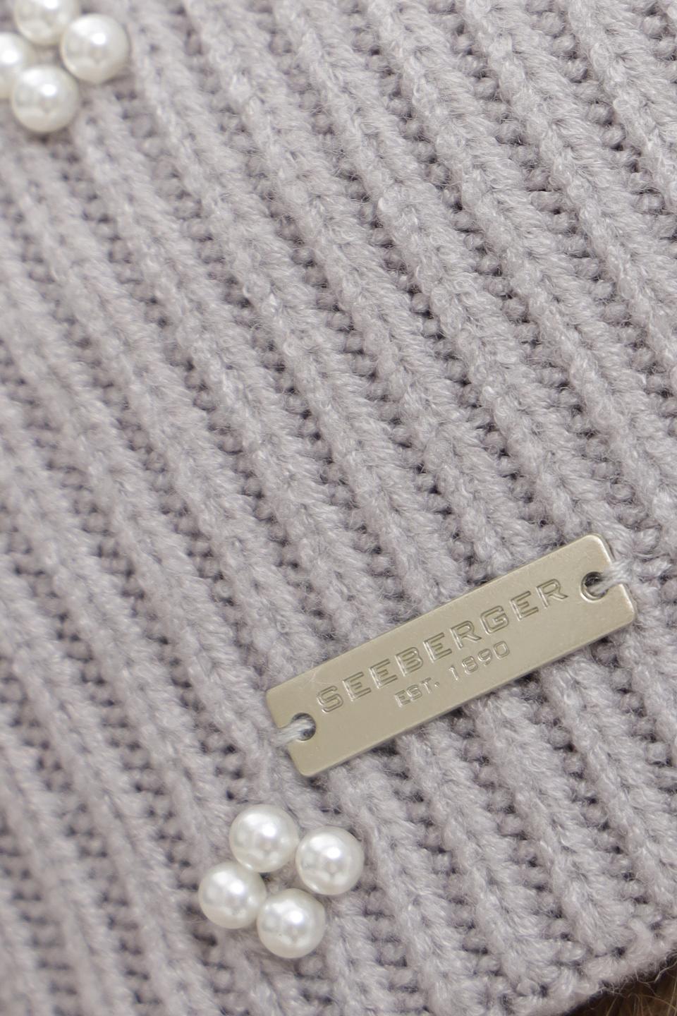 Шапка Seeberger с жемчугом серая