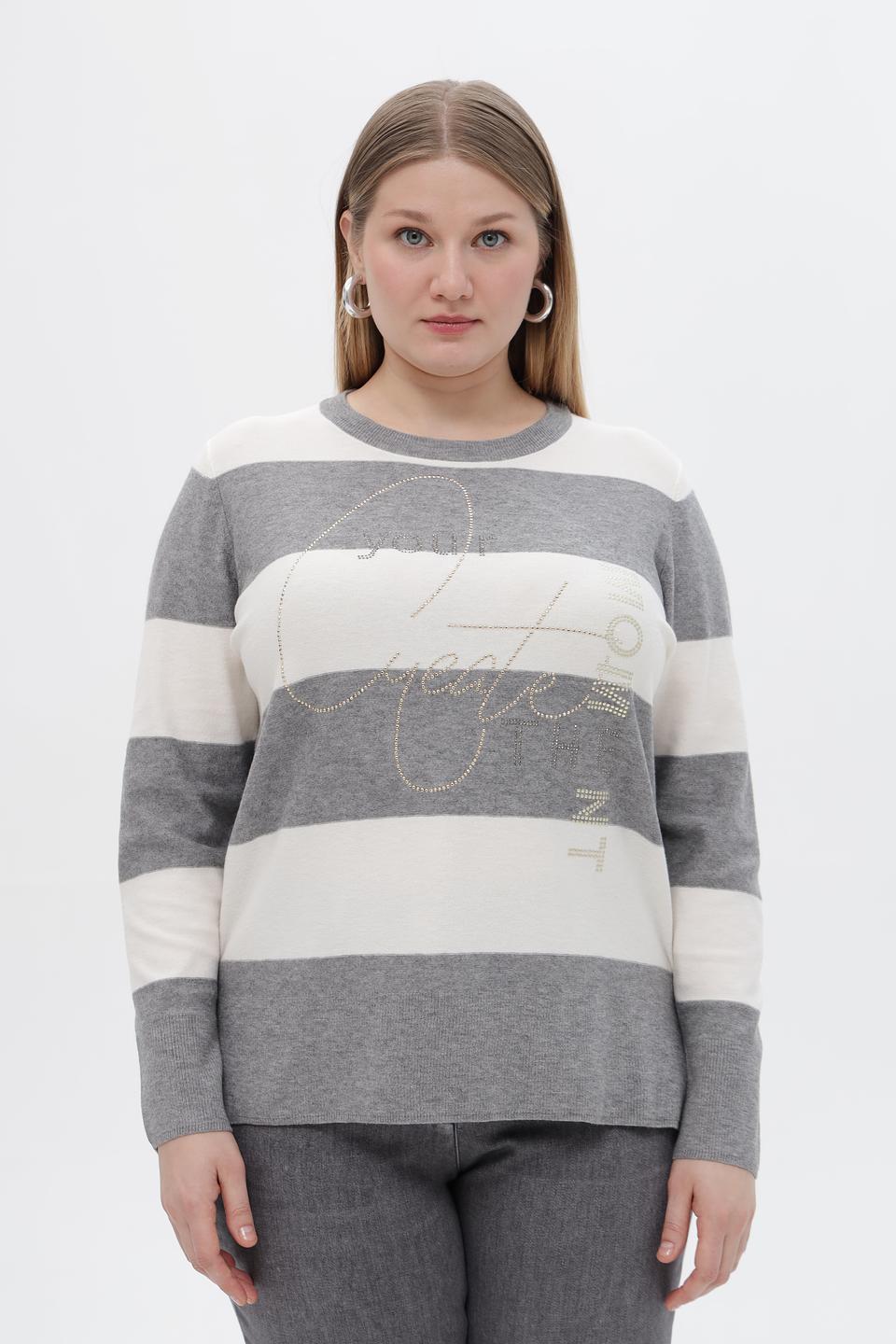 Пуловер Rabe collection в полоску с декором