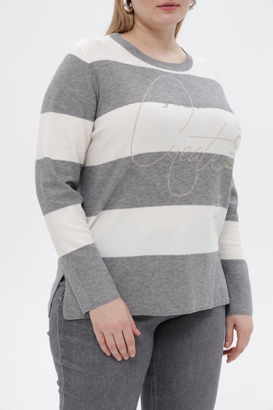 Пуловер Rabe collection в полоску с декором