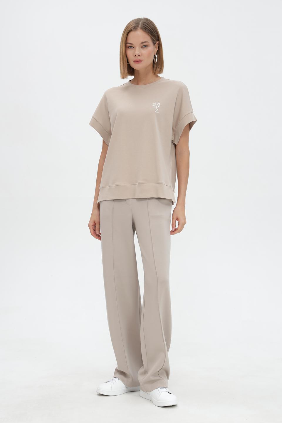 Футболка Tom Tailor с вышивкой бежевая