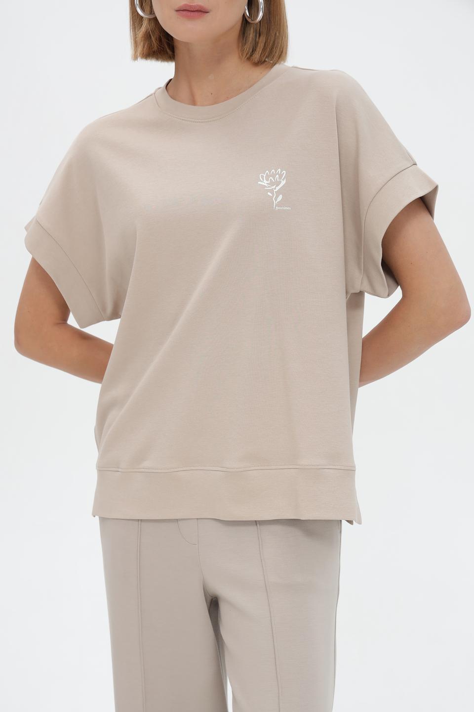 Футболка Tom Tailor с вышивкой бежевая