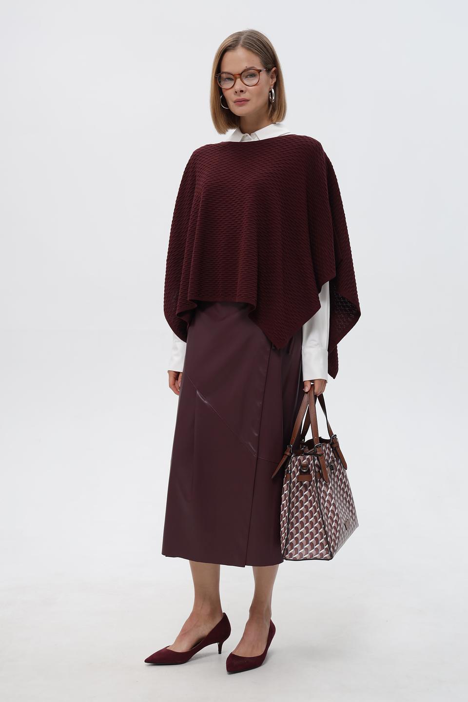 Пончо Steilmann вязаное бордовое