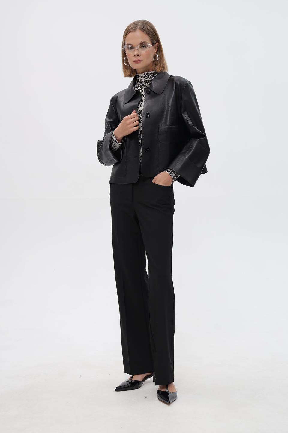 Жакет Marc Cain кожаный черный