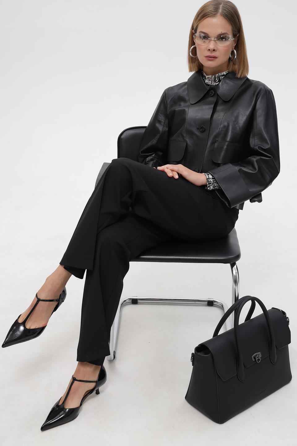 Жакет Marc Cain кожаный черный